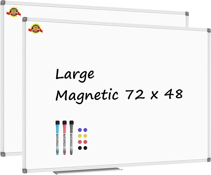 Lockways Dry Erase Board 72 x 48 Inch, Large Magnetic White Board Pack of 2 by Lockways