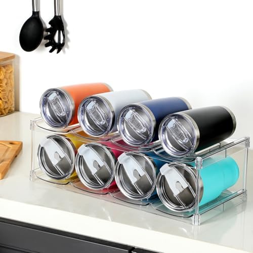 LARGER Compartment - 2 Tier Stackable Water Bottle Organizer Holder