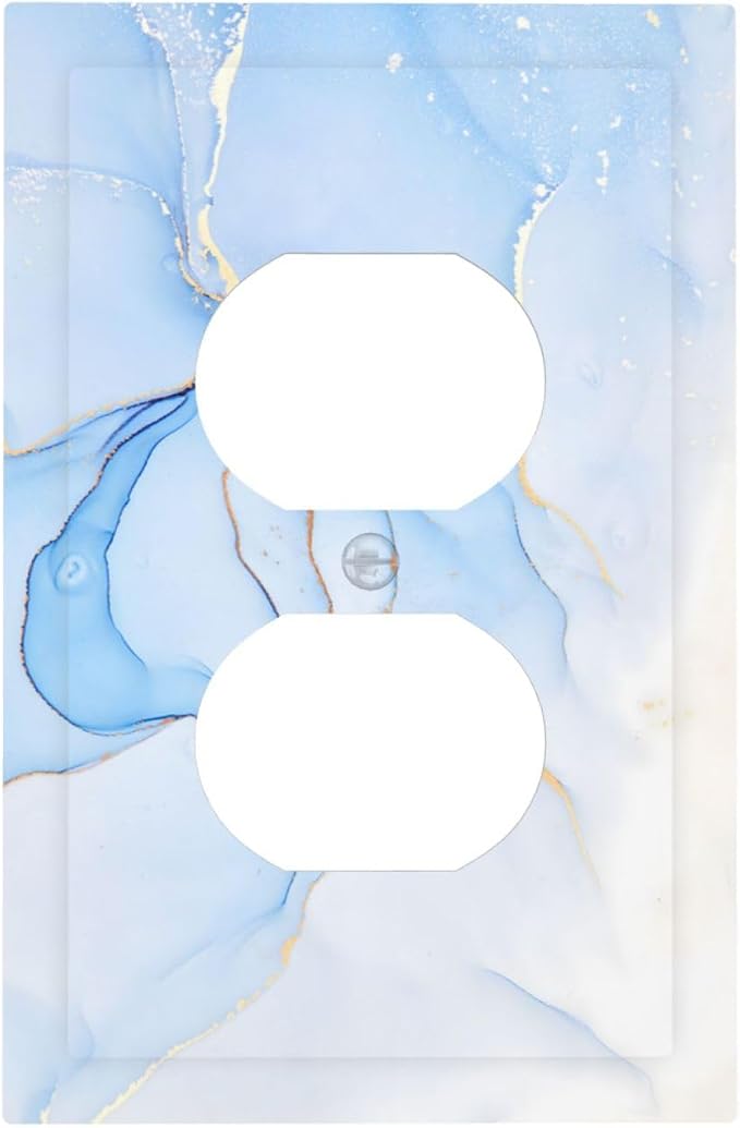 Modern Art Blue Gold Marble Abstract Luxury Print Outlet Covers 1 Gang Duplex by Unknown