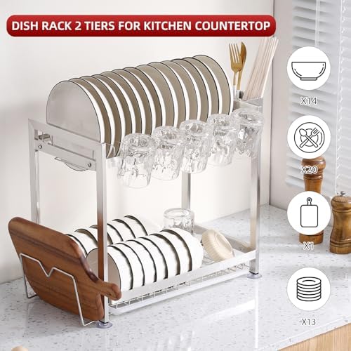 Dish Drying Rack, Double Layered countertop Kitchen Organizer with