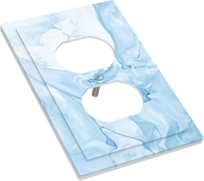 Navy Blue Sea Waves Spilled Ink Marble Simplicity Print Outlet Covers 1 Gang - Image 3