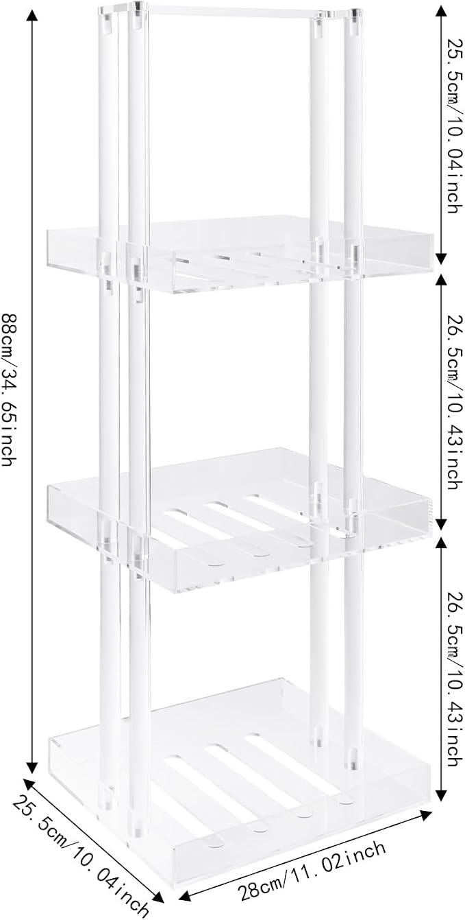 Standing Corner Shower Caddy, 3 Tier Acrylic Shower Shelves Minimalist Shower - Image 4