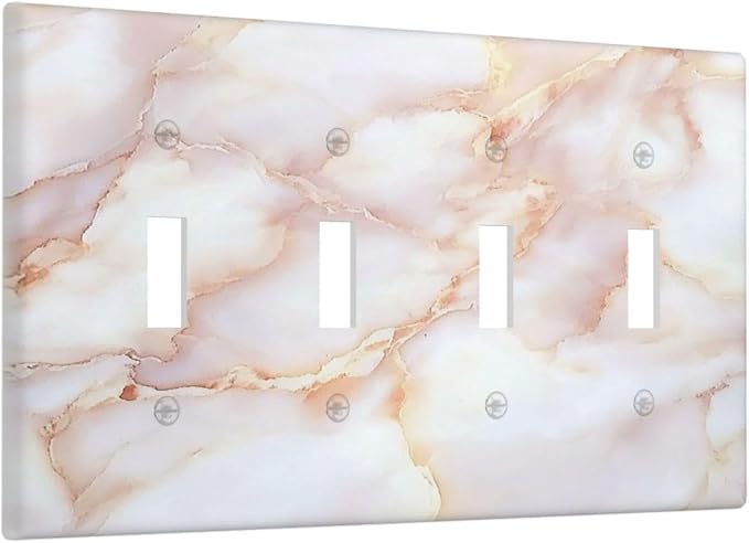 Light Switch Covers Pink Jade Marble Granite Quad Toggle Electrical Faceplate 4 - Image 2