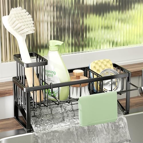 SWTYMIKI Sponge Holder for Kitchen Sink - Sink Caddy with Brush Holder