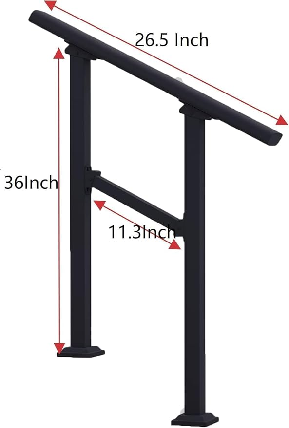 Hand Rails for Outdoor Steps, 2 Step Stair Handrail & Indoor Stair Railing - Image 2