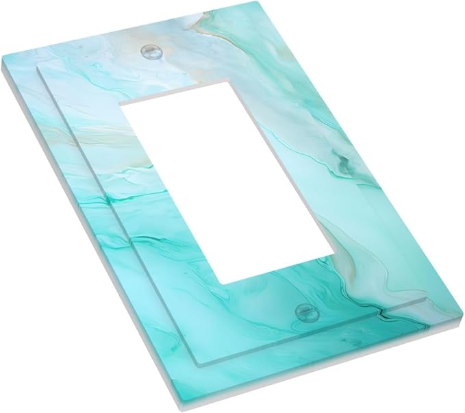 Teal Gold Marbling Turquoise Print Decorative Outlet Covers 1 Gang Single - Image 3