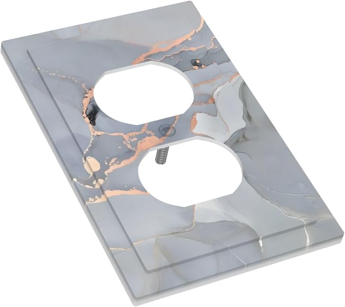 Gray And Gold Marble Abstract Luxury Print Outlet Covers 1 Gang Duplex Light - Image 3