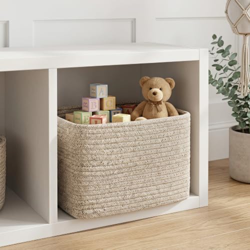 R RUNKA Small Cotton Rope Basket – Storage Bin for Organizing