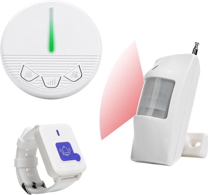 Wireless Bed Alarm and Fall Prevention Caregiver Pager Motion Sensor Alarm by CYSSJF