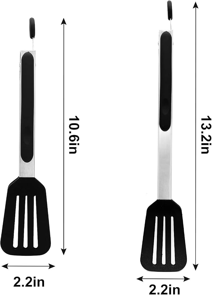Cooking Tongs 9 inches and 12 inches Stainless Steel Kitchen Silicone Serving - Image 6
