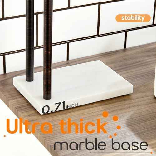 Stand Towel Holder for Bathroom Vanity Countertop 2-Tier Towel Racks Freestanding with Thicken Marble Base, Oil Rubbed Bronze Stainless Steel AN7003ORB