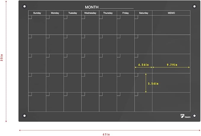 TOWON 47 x 35 Inch Glass Dry Erase Board Reminder, Magnetic Whiteboard Calendar - Image 7
