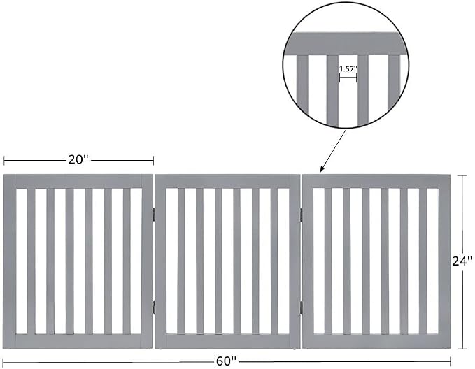 Unipaws Indoor 3 Panels Classic Freestanding Wooden Foldable Pet Gate - Image 4