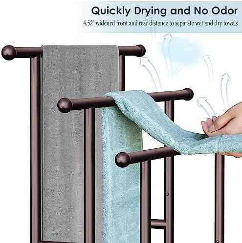Kayfia 40'' Freestanding 3 Tier Alloy Steel Towel Rack with Storage Basket