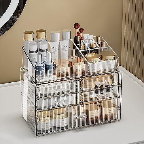 ZHIAI Stackable Organizer, Acrylic Cosmetic Organizer for Dresser