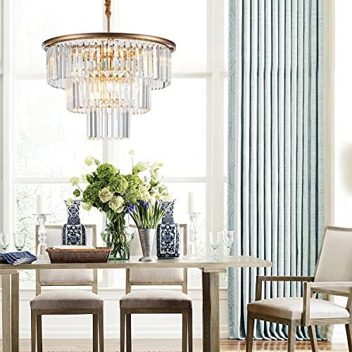 12-Light 23.64" Gold Modern Crystal Chandelier Crystal Pendant