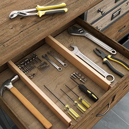 BAMEOS Bamboo Expandable Drawer Dividers – Fits 16.6"–22" Drawers, 2"