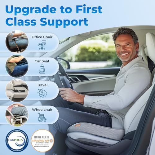 Seat Cushion, BodySyncTM Technology with Non-Slip Gel & Memory Foam