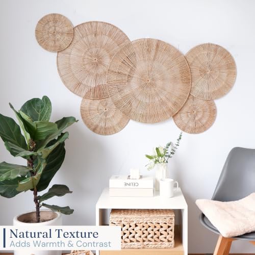 CHI AN HOME Wicker 23 Inch Jute Wall Decor Baskets, Set of 6 Extra