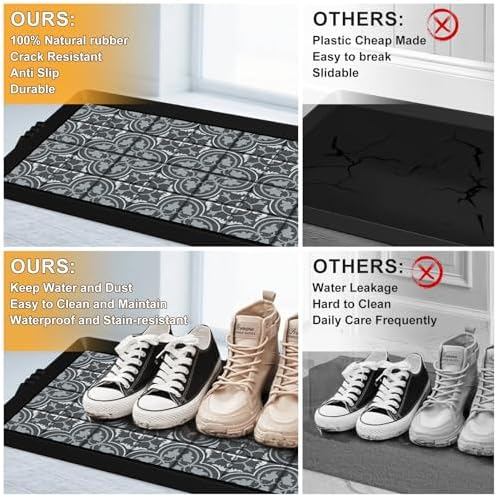 BEHERO Boot Tray Shoe Mat Decorative Patterned, Rubber Boot Matt Tray