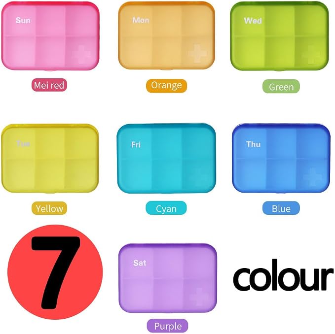7 Piece Set Pill Organizer 6 Times a Day, Weekly Pill Case, Pill Organizer - Image 5