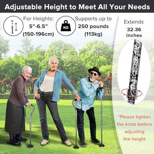 Elegant Walking Cane for Women, Foldable & Adjustable Cane for Seniors