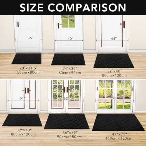 hicorfe Indoor Doormat,Welcome Door Mat TPR Backing Non Slip Mats