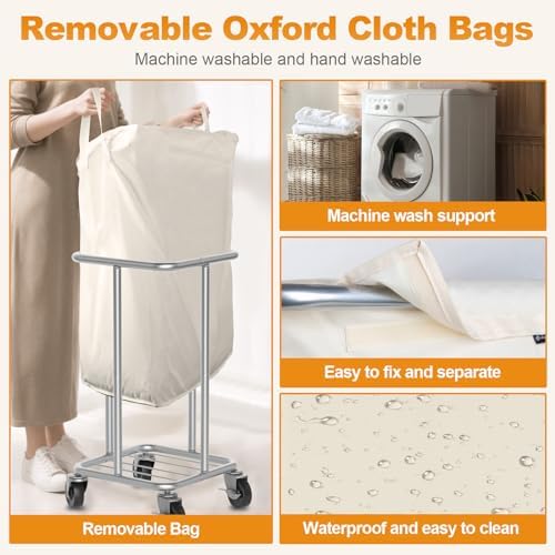 Hodonas Laundry Basket with Wheels, 115L Rolling Laundry Hamper Large