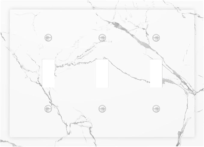 Luxurious White Marble Abstract Print Decorative Switch Plates 3 Gang Wall by Unknown