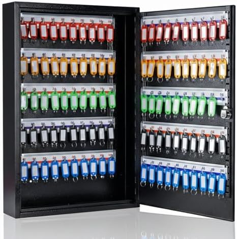 UMEKEN Metal Valet Key Cabinet - 100 Position Car Key Lock Box with