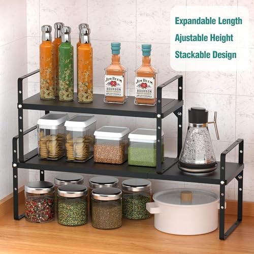 SUZLON Expandable Cabinet Shelf Organizer Rack, Stackable Kitchen