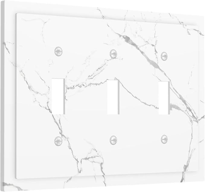 Luxurious White Marble Abstract Print Decorative Switch Plates 3 Gang Wall - Image 2
