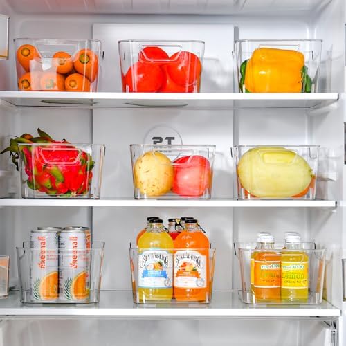 12 Pack Clear Plastic Storage Bins, Pantry Organizers and Storage