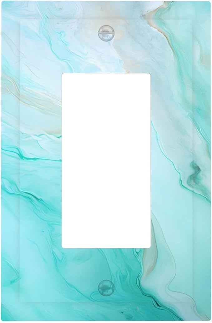 Teal Gold Marbling Turquoise Print Decorative Outlet Covers 1 Gang Single by Unknown