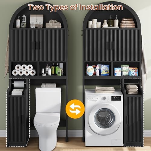Itaar Arched Over The Toilet Storage Cabinet, 78.7" H Fluted Bathroom