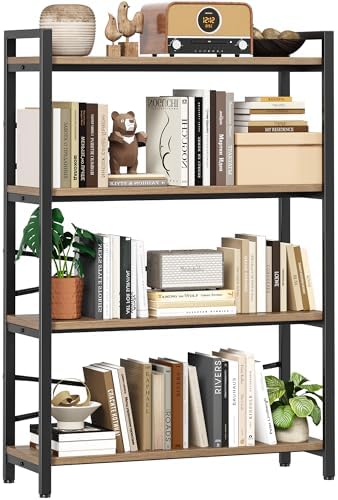 4 Tier Bookshelf 31.49" Width, Tall Book Shelf Storage and