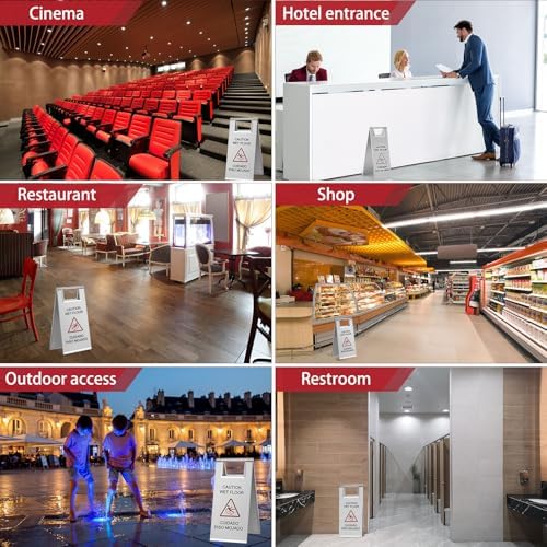 Kigley 2 Pcs Wet Floor Sign, 17 Inch Stainless Steel Caution Wet Floor