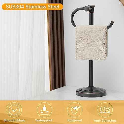 BESy Stand Hand Towel Holder, Countertop Towel Bar, Oil Rubbed Bronze