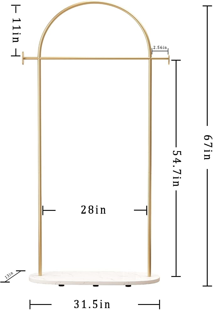 Modern Gold Coat Racks with Marble Base, Heavy Duty Clothes Rack Stand - Image 4
