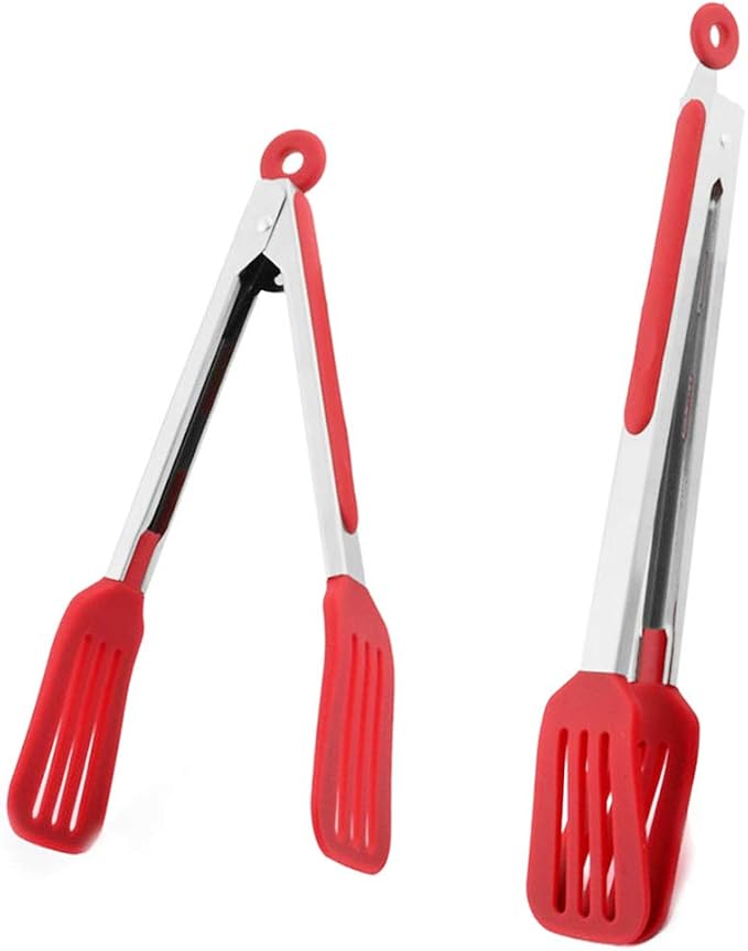 Cooking Tongs 9 inches and 12 inches Stainless Steel Kitchen Silicone Serving - Image 8
