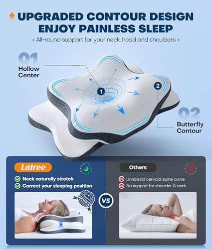 5X Pain Relief Cervical Neck Pillow for Neck Support, Ergonomic
