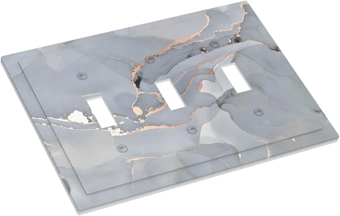 Gray And Gold Marble Abstract Luxury Print Decorative Switch Plates 3 Gang Wall - Image 3