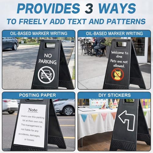 2 Pack 24" Height Blank Floor Sign Black A-frame Foldable Caution Sign