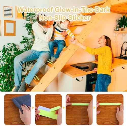 Luminous Non Slip Shower Stickers, Anti Slip Waterproof Bathtub Adhesive Mat Strips, Safe Visible Stair Floor Ladder Tape Decal, Protect Kid Elder for Boat Swimming Pool Health Club (24 Pcs)
