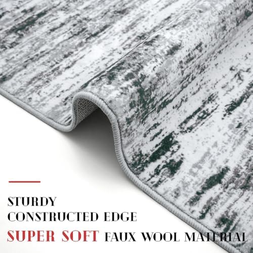 Lansny Modern Abstract Runner Rug 2x10, Black Grey White Washable Long
