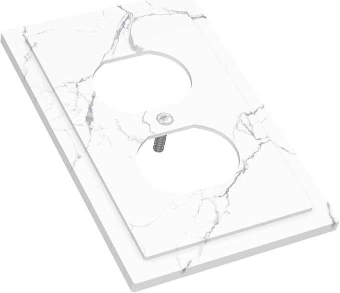 Luxurious White Marble Abstract Print Outlet Covers 1 Gang Duplex Light Switch - Image 3