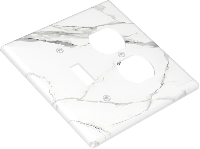 White Marble Abstract Luxurious Print Wallplates 1 Toggle 1 Duplex Switch Plate - Image 3
