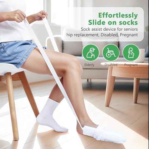 Fanwer Sock Aid Kit -Sock Aide Device for Seniors with Adjustable Shoe Horn, Flexible Sock Helper Easy On Easy Off, Sock Assist Device for Elderly, Pregnant, Hip Surgery Recovery Aids for Daily Living