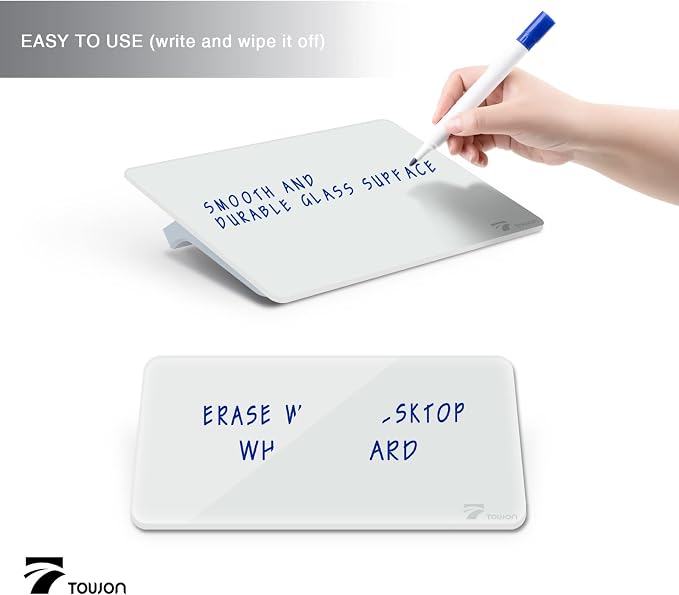 TOWON Small Glass Dry Erase Board, Desk White Board - Field & Grace