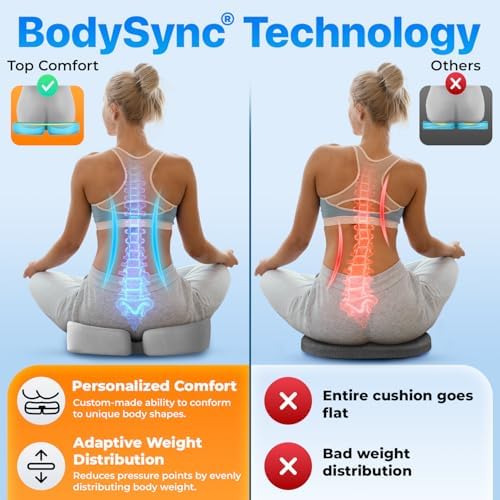 Seat Cushion, BodySyncTM Technology with Non-Slip Gel & Memory Foam